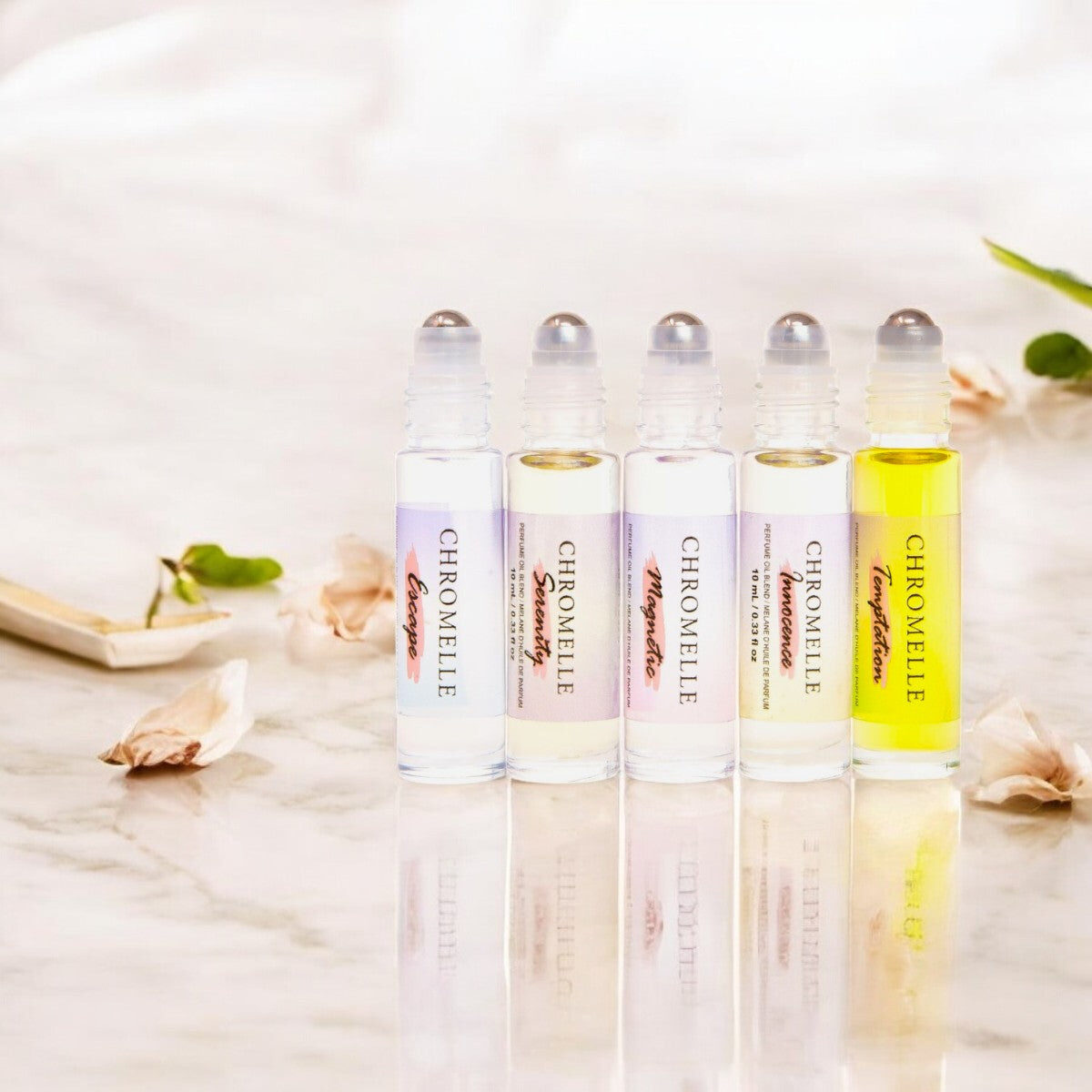 Chromelle set of five roll-on perfume oils
